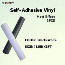 1pc Cheonet Permanent Adhesive Vinyl Matte/Glossy Colored Vinyl Sticker, Suitable For Party Decoration DIY - Black+White - View 29