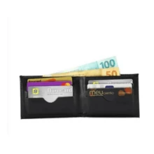 Carteira Masculina Slim Porta Moeda Cartão + Relogio Digital Preto Pulseira - KIT RELOGIO E CARTEIRA - Visão 4