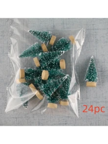 12/20/24 Pieces Tabletop Christmas Tree 4.5cm/1.77inch Green Decorations Mini Christmas Tree Pine Wood Tabletop Decorations Mini Set Party Decorations, Christmas Decorations, New Year Gifts - Blue-green - View 21