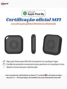 AirTag/Smart Tag Tracker With MFI Certification: Complete GPS Location, Ideal For Luggage, Cars, Motorcycles, Pets And Children, No Distance Limit - Black - View 2