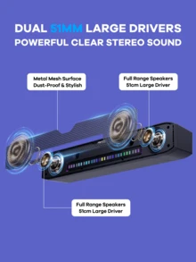 FANTECH Wireless Speaker, 1200mAh Rechargeable Battery, Wireless Charging, Ambient Light, Clock Alarm, Radio, Desktop Aesthetics Stuff - Black - View 2