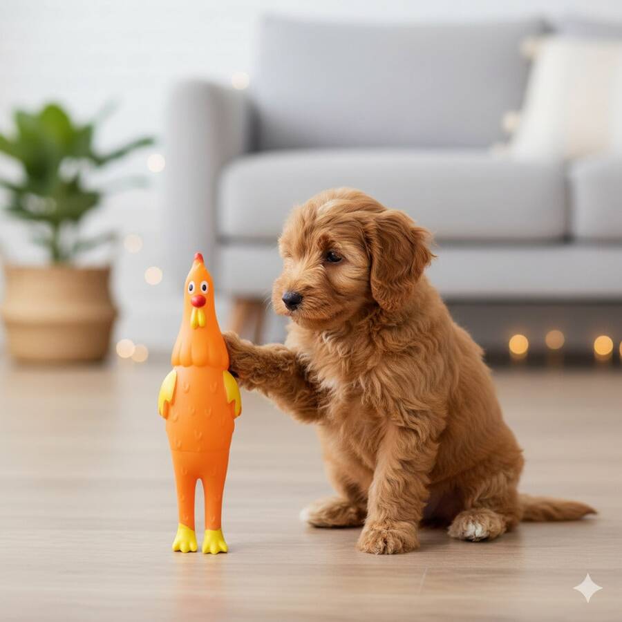 BELIME Juguete para Perro, Pollo de Vinil Masticable, Chillón, para Perros Medianos - Amarillo - Ver 1