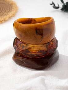 Conjunto de 3 pulseiras geométricas exclusivas e elegantes, design transparente gravado, versátil