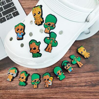 Marvel 9/17pcs Lovely Groot Series Shoe Charms Set, PVC Shoe Decorations For Beach Bag, Shoe Accessories Charms, Gift Idea For Birthday Christmas Valentine's Day Halloween Party Favors