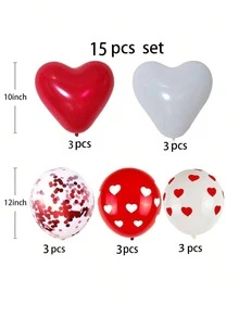 15/35/50pcs Heart-Shaped Red Foil Sequin Balloons With Red & White Heart Print, For Valentine's Day, Anniversary, Birthday, Wedding Party Decoration - Multicolor - View 5