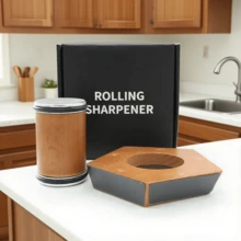 Professional Grade 5-Angle (12°/15°/17°/19°/22°) Kitchen Knife Sharpener Set With Diamond And Ceramic Abrasives, Heavy Duty Rolling Blade Sharpening System, No Assembly Required - Suitable For Sushi/Chef Knives, Best Christmas Gift - màu nâu - Xem 9