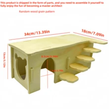 1 Peça Dormitório de Madeira Sólida para Hamster, Prancha de Estiletes, Vila Dupla Camada Urso Dourado, Vila de Madeira Sólida para Hamster, Suprimentos para Hamster, Labirinto e Esconderijo de Madeira Multiambiente para Hamster, Escada de Três Cômodos, Brinquedos de Madeira Sólida Multiambiente para Hamster, Etc. Fornece Atividades Divertidas e Suprimentos de Nidificação Confortáveis para seus Animais de Estimação