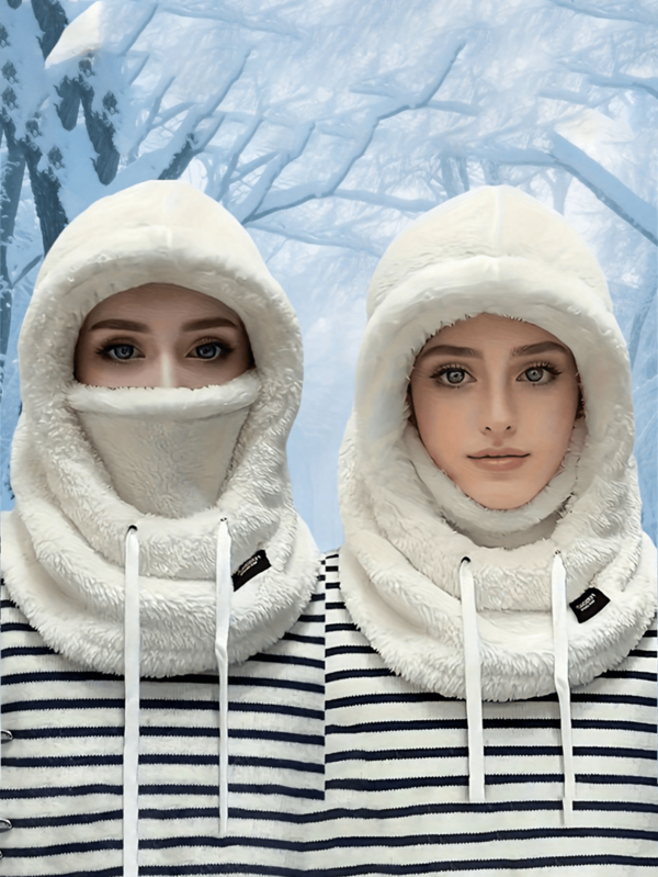 1 Piece Winter Fleece Balaclava Ski Mask - Elastic Drawstring Closure, Thermal Face Shield, Polyester Knit Full Head And Neck Thermal Cover, Lightweight Warm Cycling Ski Outdoor Sports Jumper, Winter Warm Plush Hood - Lightweight Thermal Pullover Hood With Elastic Drawstring, Unisex, Lightweight, Hand Washable,