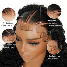 Uveous Deep Wave Lace Front Wigs Human Hair 200% Density 13x6 HD Transparent Deep Wave Frontal Wigs Human Hair With Baby Hair Natural Color Halloween Season - Natural Black - 查看 6