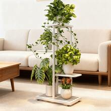 6/5/4 Tier Plant Stand - Home Garden Decor & Plant Storage Rack - Creative Pot Organizer Stunning Design, Perfect For Indoor/Outdoor Decor Space-Saving Indoor/Outdoor Plant Stand - 四層白色 - 查看 6