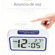 BOSSNEY Reloj digital, reloj que dice la hora, reloj despertador digital, reloj despertador para ciegos, ancianos y personas con problemas de audición, reloj digital en inglés a pilas. - Verde - Ver 3