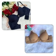 Sutiã Reforçado Premium Com Lateral Larga Dupla Alta Sustentação Com Pingente Aro e Bojo Liso Levanta Seios Lingerie com Reforço Sutian Alça Larga Soutien Sutia Nacional  Com fio    Preenchimento Não Removível    Poliamida    Sutiã push-up    suporte alto    Sutiã Feminino Confortável - Bege - Visão 3