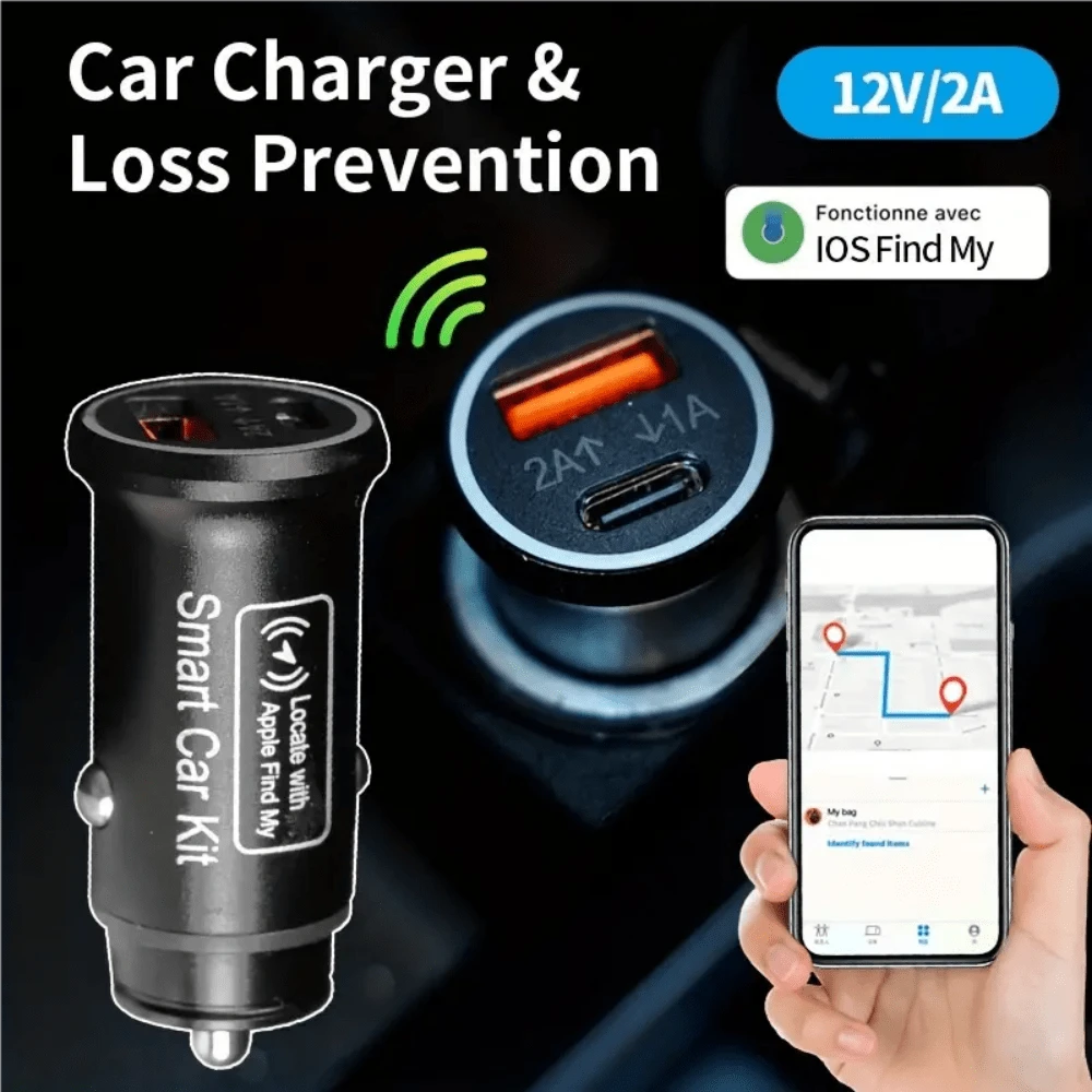 GPS Globaler Tracker für Autos, mit USB und Typ-C, kompatibel mit "Apple Find My", unterstützt Smartes Autoladegerät, USB-C Schnellladegerät, Handy-Ortungsgerät, Schnellladendes Smart, Diebstahlschutz-Tracker, Auto-GPS-Tracker, GPS-Tracker Globale Positionierung, Präzise Navigation, Smartes Auto-Kit AP200, Präzises Ferntracking & langanhaltend Akku, Geeignet für Autodiebstahlwarnung, Tracking & Ortung