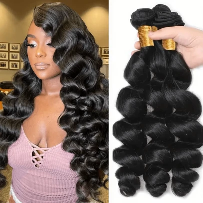 Loose Wave Bundles Human Hair Curly Water Deep Wave 1/3/4 Bundles Peruvian Human Hair Extensions 100% Human Hair 30 40 Inch Human Hair Extensions For Girls, Perfect For Diy Hairstyles, Suitable For All Ethnicities, Ideal Gift For Christmas, New Year, And Halloween, Other Holidays, Cos, Hair Accessories Halloween Cosplay Dress Up Fashion Party Christmas Carnival Music Festival New Year Gift For Women