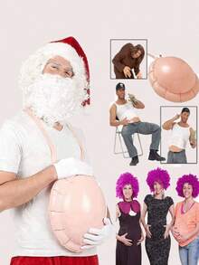 1pc/Set Christmas Inflatable Santa Claus Belly Cosplay Party Prop Fake Belly Toy, Decoration & Photo Prop (The Product May Have Slight Color Difference Due To Lighting During Photography Or Different Production Batches) - Multicolor - View 5