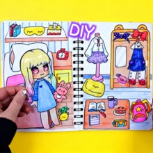 Pegatinas 3D del mundo Toca Life, pegatinas para libro de actividades sin terminar, set de scrapbook para niños, materiales DIY que requieren corte manual, juguete antiestrés para niños - Multicolor - Ver 14