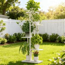6/5/4 Tier Plant Stand - Home Garden Decor & Plant Storage Rack - Creative Pot Organizer Stunning Design, Perfect For Indoor/Outdoor Decor Space-Saving Indoor/Outdoor Plant Stand - 五層白色 - 查看 11