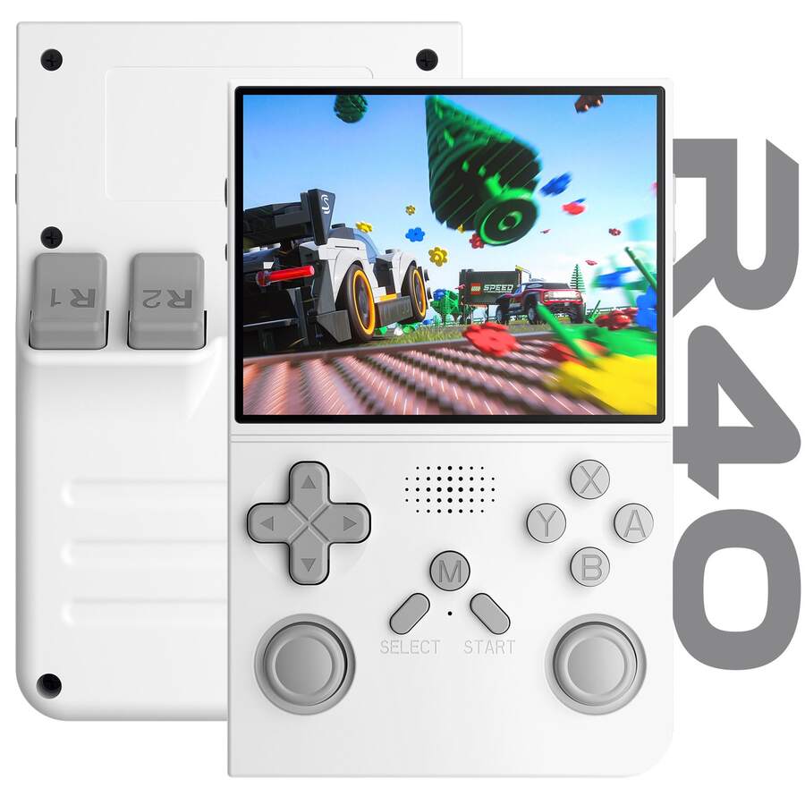 R40 Mini Gaming Handheld - 2025 Newly Upgraded Edition Available In Multiple Colors Portable Open-Source Linux System 3.5-Inch HD IPS Screen Video Player With Dual Joysticks USB Charging Rechargeable Lithium Battery - 白色 - 查看 1
