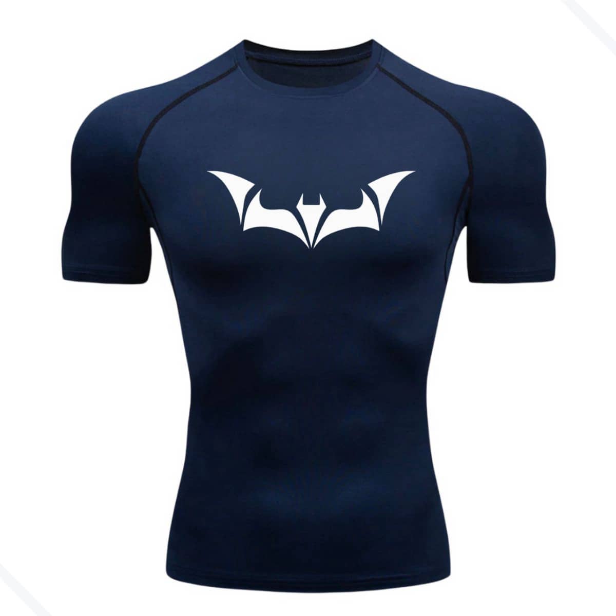 RASH GUARD SHIRT COMPRESSION T-SHIRT BAT 4 SHORT SLEEVE WORKOUT GYM - 藏蓝色 - 查看 1