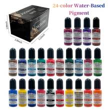 24 لون 10 مل (0.34 أونصة) كل منها صبغة سائلة عالية التركيز على أساس مائي - صبغة لمسحوق الجبس والإسمنت الجبسي لقوالب الجبس DIY والأشغال اليدوية