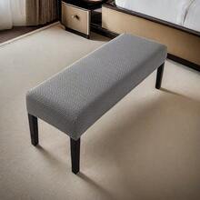 1/2pcs Grey Abstract Grid Bench Cover, Jacquard Elastic Fabric, Modern Minimalist, Thickened & Extended, Wear-Resistant, Anti-Scratch, Home & Office Bench/Piano Stool Cover - Dark Grey - View 8