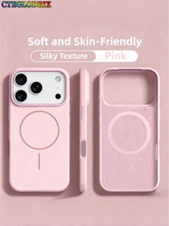 CTEGLODRIX 全新奢华柔软亲肤磁性无线充电手机壳，适用于 17 Air 16 15 Pro 14 Plus 13 12 11 17 Pro Max，防摔丝滑保护套，质地格外柔软，触感如同最精致的丝绸般贴合肌肤，确保舒适的抓握