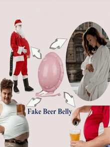 1pc/Set Christmas Inflatable Santa Claus Belly Cosplay Party Prop Fake Belly Toy, Decoration & Photo Prop (The Product May Have Slight Color Difference Due To Lighting During Photography Or Different Production Batches) - Multicolor - View 4