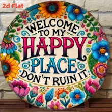 1pc Colorful Garden Theme Iron Sign "Yes, I Do Need All These Plants" - Vintage Round Metal Wall Decor, Suitable For Home, Yard, Garden, Bar, Office Decoration - UV Ink Printed 20x20cm (8x8 Inch) - Pre-Drilled Holes, Style As Shown In Size Image - Multicolor - View 4
