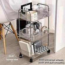 2/3 Tier Heavy Duty Rolling Storage Cart, Easy Assembly, Acrylic Material, Lockable Wheels, Multi-Functional Utility Cart Organizer, Suitable For Office, Living Room, Kitchen, Bathroom, Ideal For Holiday Gatherings And Seasonal Decor, Upgrade Your Space With A Stylish And Practical Storage Solution - Multicolor - View 5