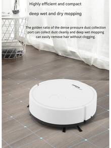 Robot de limpieza al vacío y trapeador 3 en 1, succión fuerte, 60 minutos de duración, delgado, bajo ruido, ideal para el cabello duro de mascotas y la limpieza diaria, cambio de dirección automático al encontrar obstáculos - barrido aleatorio, batería de litio de 400 mAh, carbonizado USB, limpiador de cabello de mascota