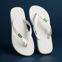 Kit Of 2 Pairs Of Adult/Children's Flip Flops For Boys With Brazil Flag - Non-Slip - Promotion Immediate Shipping - 白色+白色 - 查看 10
