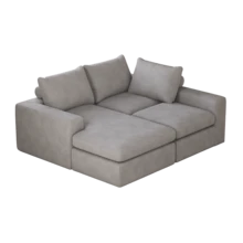 Boneless Couch with Chaise, L-förmiges modernes gepolstertes Sofa aus Cord mit drei Kissen, Cord-Sofa für Wohn- und Schlafzimmer, keine Montage erforderlich - HELLGRAU + Cord + 3 Sitz - Übersicht 8