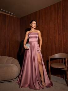 Long Strapless Dress Graduation Party Wedding Night - Rosa Oxidada - Ver 1