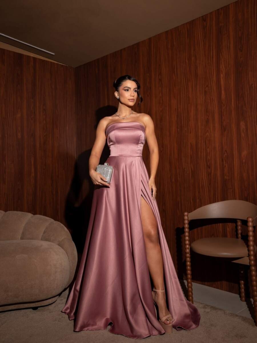 Long Strapless Dress Graduation Party Wedding Night - Rosa Oxidada - Ver 1