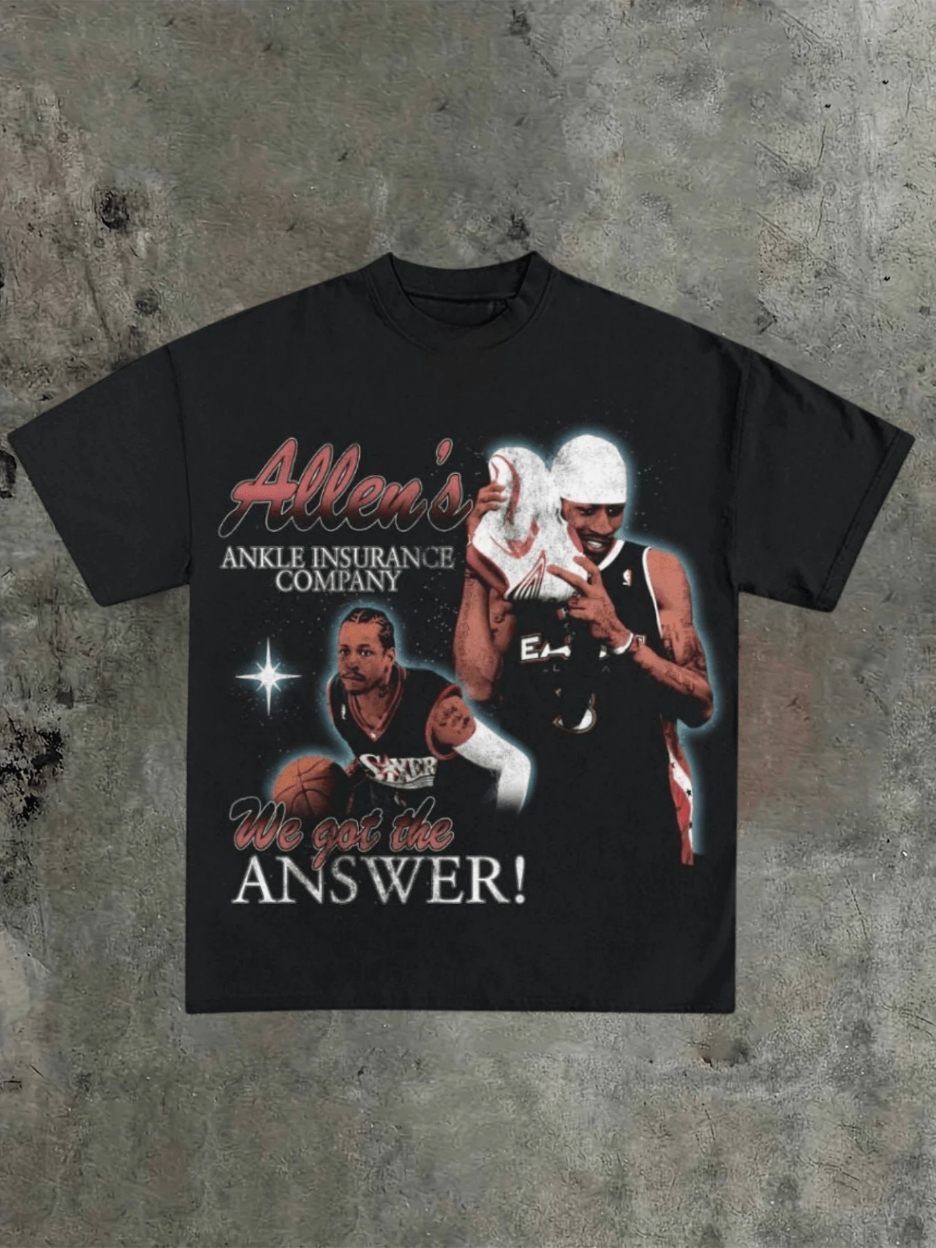 Camiseta informal para hombre con estampado gráfico de Allen Iverson "We got the Answer", Camiseta cómoda y suave de manga corta, 100 % algodón, 220 g, ideal para primavera y verano, unisex. - Negro - Ver 1