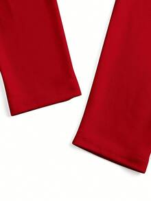 Playera camiseta gráfica dama mujer manga larga cuello redondo básica cómoda fresca ligera moderna juvenil casual estampado navidad navideño santa claus reno regalos lazo moño invierno polo norte - Rojo - Ver 5