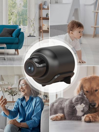 Slimme Wi Fi Camera Live View In 720p HD, Features Night Vision, Motion Alerts Continuous Recording, Versatile Mini Indoor Outdoor 1pc/ view 6