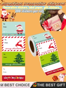 Christmas Sticker, 200 Sticker/Rolls, Christmas Holiday Sticker Labels, Waterproof Stickers, Waterproof Labels, Gift Stickers, Gift Packaging Supplies, Wrapping Paper, DIY Packaging, Suitable. Flower Wrapping Paper, Party Supplies, Flower Shop Supplies, DIY, Weddings, Anniversaries, Birthdays, Flower Shops, Birthday Gifts, Proposals, Christmas Gifts, Halloween, Christmas, Back-To-School Season, Thanksgiving, Mother's Day, Father's Day