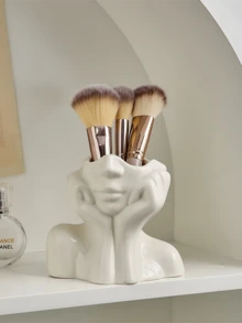Elegante jarrón con forma de manos para almacenar brochas de maquillaje, pieza decorativa para el hogar, organizador de sobremesa moderno, idea de regalo única para entusiastas de la belleza