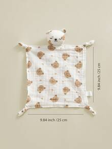 2 miếng khăn ợ cho bé bằng cotton mềm thoáng khí, họa tiết gấu hoạt hình, đa năng - Nhiều màu - Xem 6
