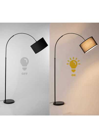 Alpinaluz Arco Vloer Lamp 40cm Zwart Textile Shade, Marble Base, Adjustable Height Up To 180cm, E27, Foot Switch view 10