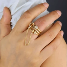 VKHK 1 chiếc nhẫn trang trí đính đá Zirconia nhiều lớp mạ vàng 18K, thích hợp cho trang phục hàng ngày và dự tiệc của phụ nữ, làm quà tặng - chiếc nhẫn sáng tạo - Xem 3