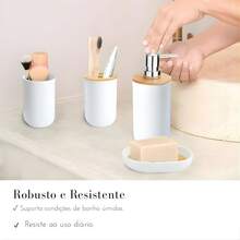Bamboo Bathroom Kit 4 Pieces Wooden Plastic Lavatory Accessories Bamboo Set Luxury Soap Holder For Wood Sink - Nhiều màu - 4 miếng - Xem 4