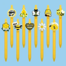 10/6/1 Set Yellow Bee Style Neutral Pens, 0.5mm Black Ink Big Bee Pen, Suitable For Party Gifts, Back To School Writing Supplies, School And Office Stationery - Multicolor - View 2