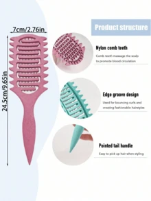 1 Pieza Nuevo Cepillo Rizador Mejorado con Cerdas y Diseño Especial, Cepillo Rizador, Diseñado Especialmente para Cabello Rizado, Moldeado y Peinado de Cabello Rizado para Hombres y Mujeres, Reduce el Tirón y la Separación del Rizo, Cepillo de Pelo, Peine, Herramientas para el Cabello, Productos y Accesorios para el Cabello, Adecuado para Salón de Belleza, Viaje y Artículos Esenciales - Multicolor - Ver 3
