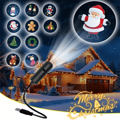 Christmas LED Projector Light: 1 Light + 3/6/10 Christmas Projection Patterns, 360° Rotatable, USB Powered, Creates Festive Atmosphere, Home Decor Light, Portable Night Light, Suitable For Walls, Ceilings, Bedrooms, And Bedside Tables
