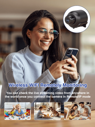Slimme Wi Fi Camera Live View In 720p HD, Features Night Vision, Motion Alerts Continuous Recording, Versatile Mini Indoor Outdoor 1pc/ view 5
