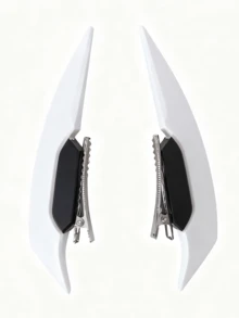 1pc Cyberpunk Style Cosplay Hair Clip, Dual-Color Angel Themed Decorative Hair Accessory, Stocking Stuffer For Adults, Hair Accessories, Head Accessories, Hairpin - Xám - Xem 7