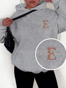 Personalized Custom Text Hoodies, Customized Family Party/Group Outfits, Baby/Friend/Couple/Pet Music Festival Text, Fall Clothes, Fall Tops, Women's Tops, Winter Tops, Fall Women's Clothing, White Hoodies, Holiday Gifts, Valentine's Day Gifts, Halloween Gifts, Thanksgiving Gifts, Christmas Gifts, Anniversary Gifts, Wedding Season, Wedding Gifts, Best Friend Gifts. - Light Grey - View 1