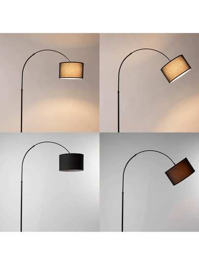 Alpinaluz Arco Vloer Lamp 40cm Zwart Textile Shade, Marble Base, Adjustable Height Up To 180cm, E27, Foot Switch view 9